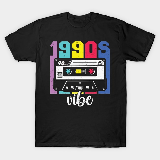 Retro 1990s Vibe Distressed Cassette Tape Design T-Shirt by BadDesignCo